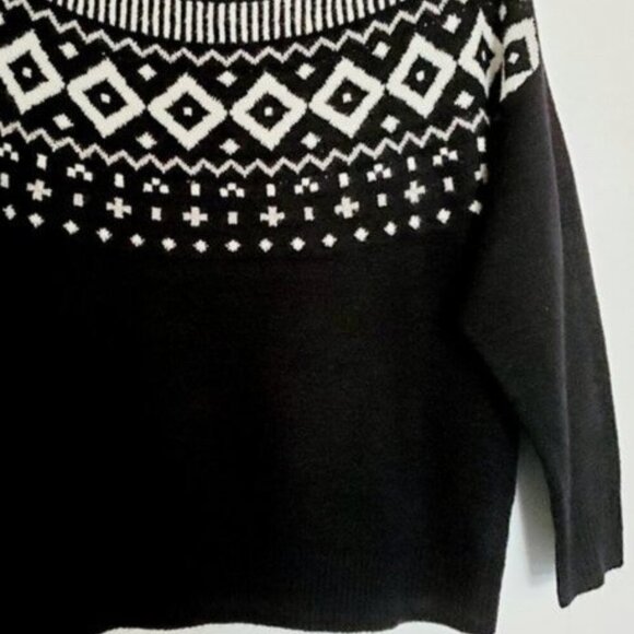 NWT EVRI  2X Black Print Knit Pullover Long Sleeve Oversized Cozy Sweater - Picture 4 of 10